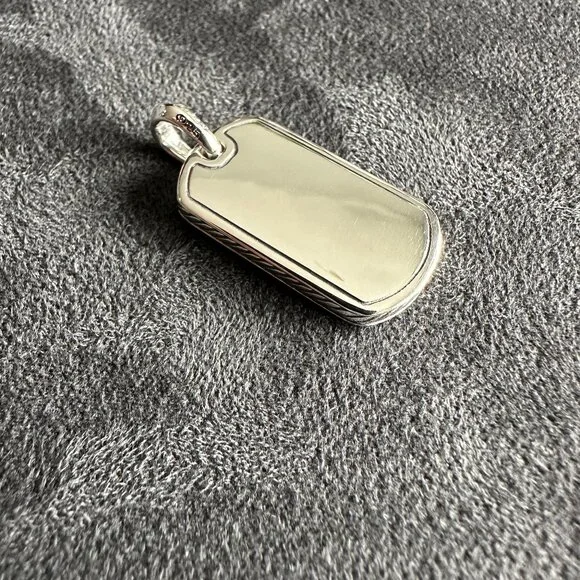 David Yurman Chevron Dog Tag Pendant w/ Pavé White Diamonds - 27mm - RARE